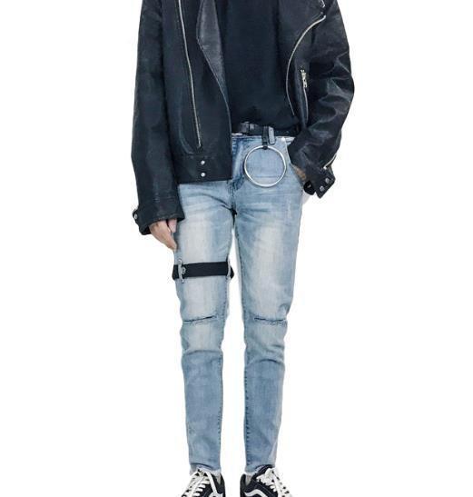 Strapped Steel Ring Jeans