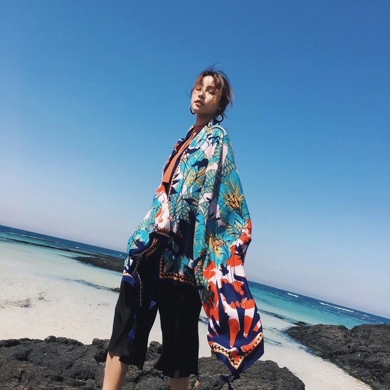Women's Ethnic Style Flower Thick Twill Cotton Printing Shawl
