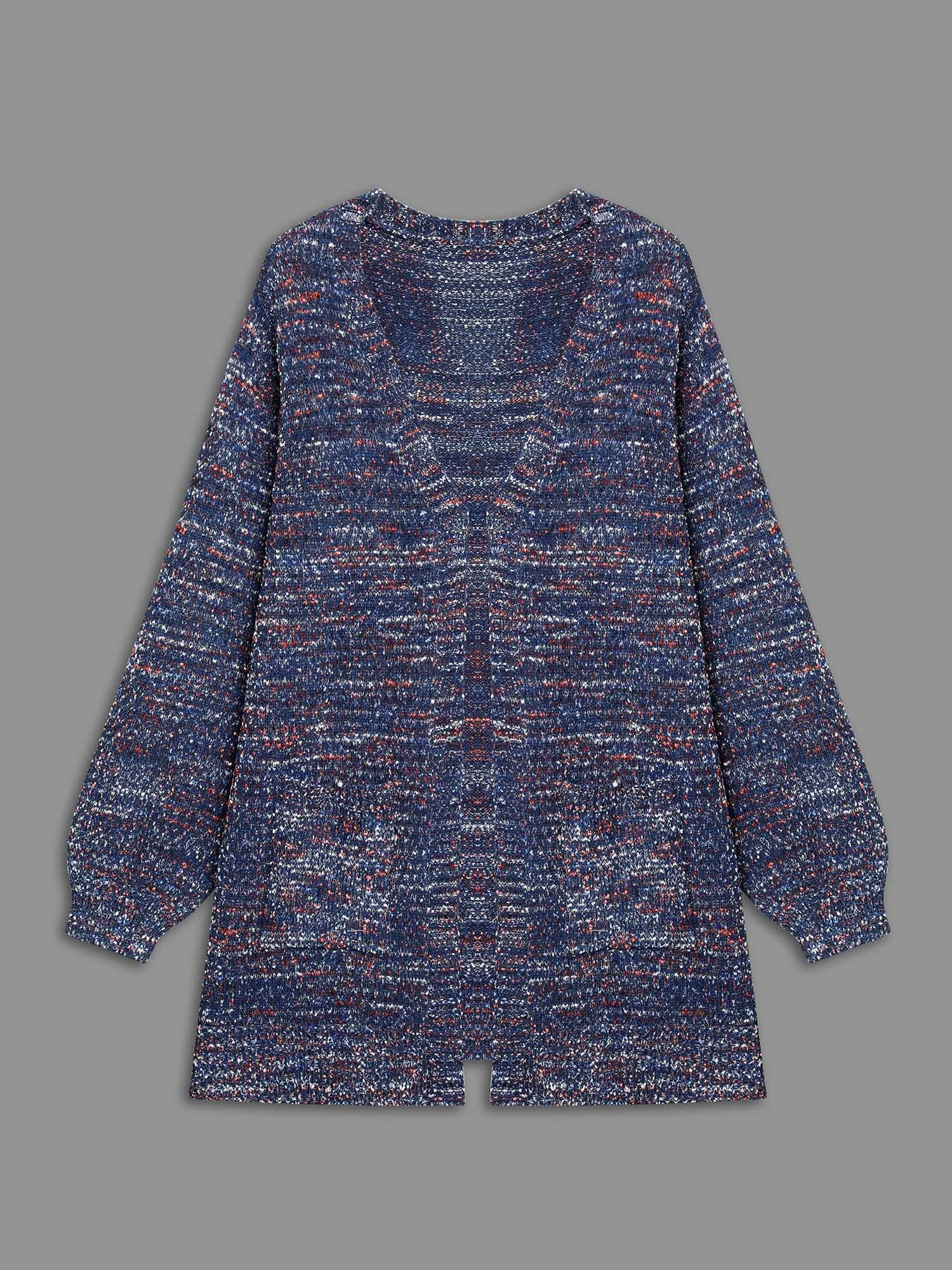 Contrast Heather Texture Patch Pocket Cardigan