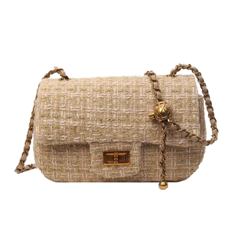 Women's Polyester Solid Color Classic Style Sewing Thread Square Lock Clasp Shoulder Bag