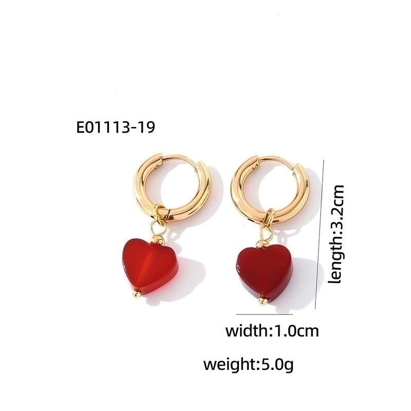 1 Pair Casual Sweet Minimalist Heart Shape Plating 304 Stainless Steel Gold Plated Drop Earrings