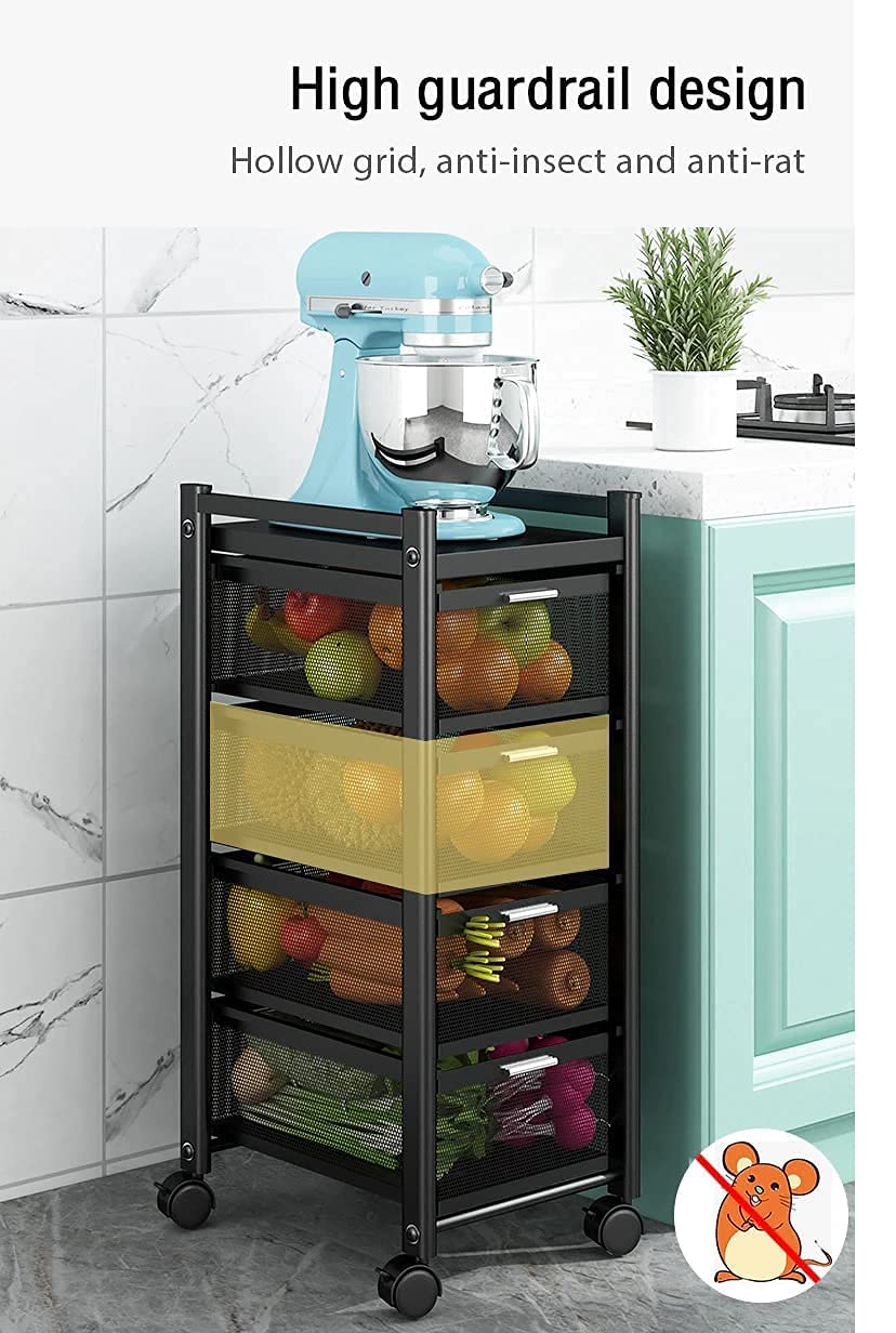 Modern Metal Kitchen Trolleys For Home. Square Design Fruits & Vegetable Organizer