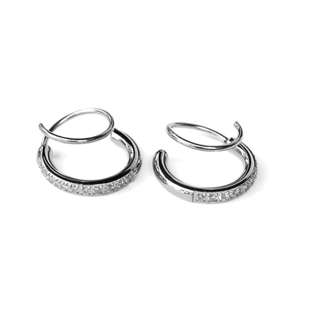 Twisted diamond style hoops - Silver
