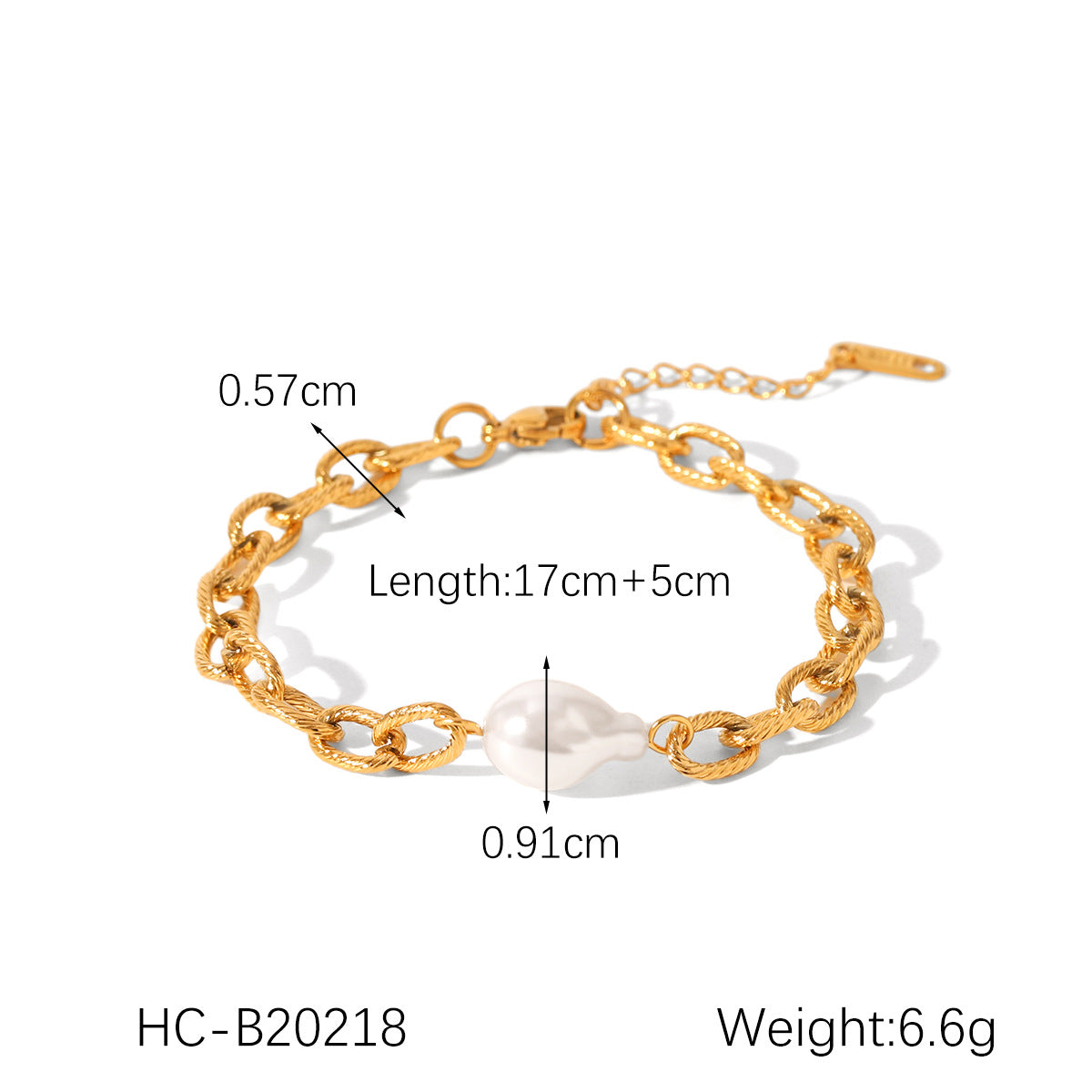 Ins Style Texture O-Shaped Chain Stainless Steel Bracelet Female Special-Shaped Pearl Pendant Hand Jewelry Titanium Steel