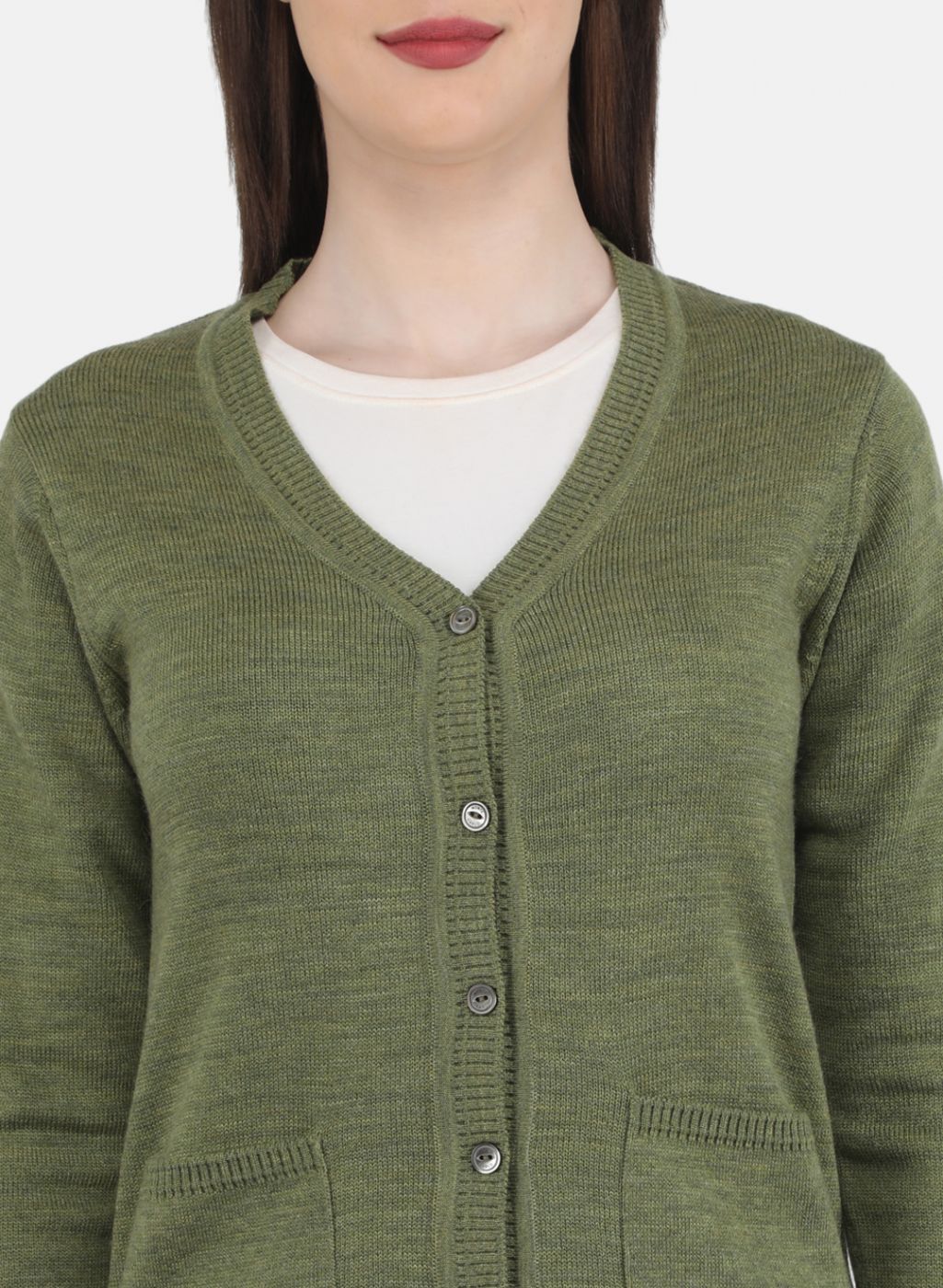 Women Olive Solid Cardigan