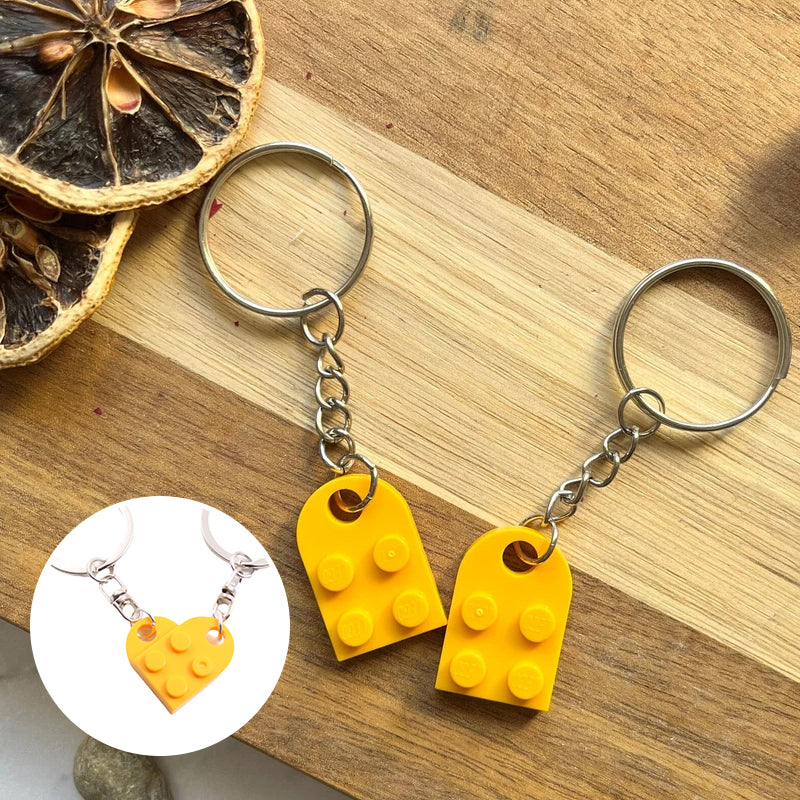 Cute Heart Shape Matching Brick Keychain For Couples