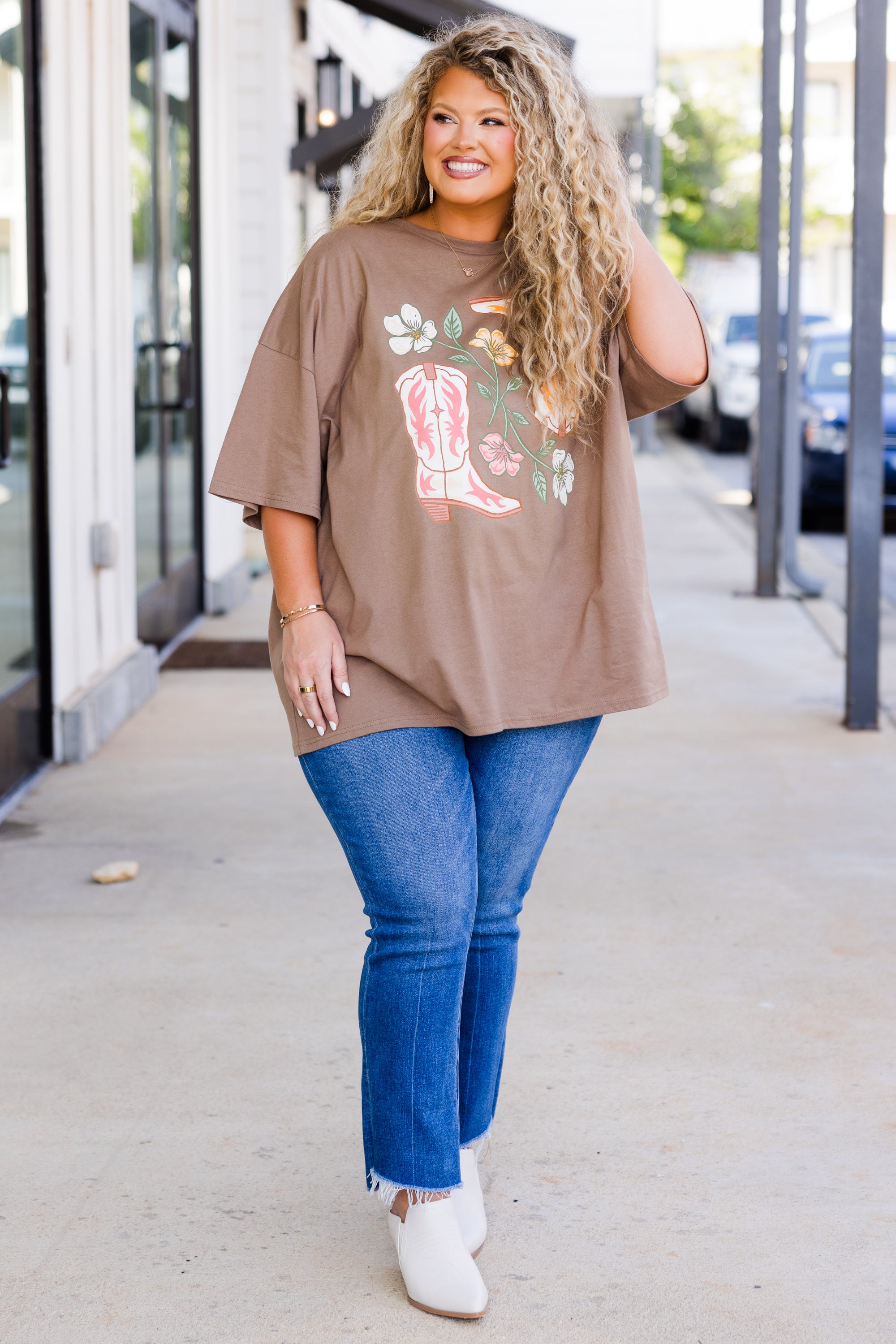 All About the Boots Boyfriend Tee. Espresso