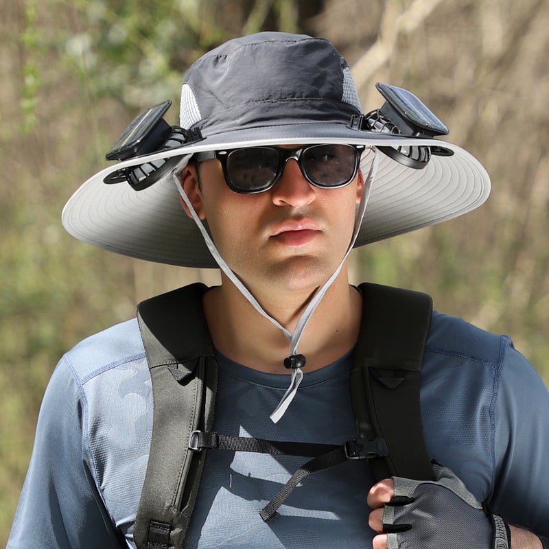 🔥LAST DAY 49% OFF🔥- Wide Brim Solar Fan Outdoor Fishing Hat-Solar & USB Charging