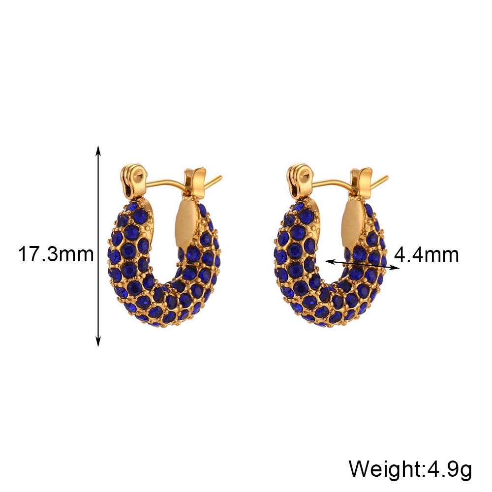 Fashion Ellipse Geometric Stainless Steel 18K Gold Plated Earrings
