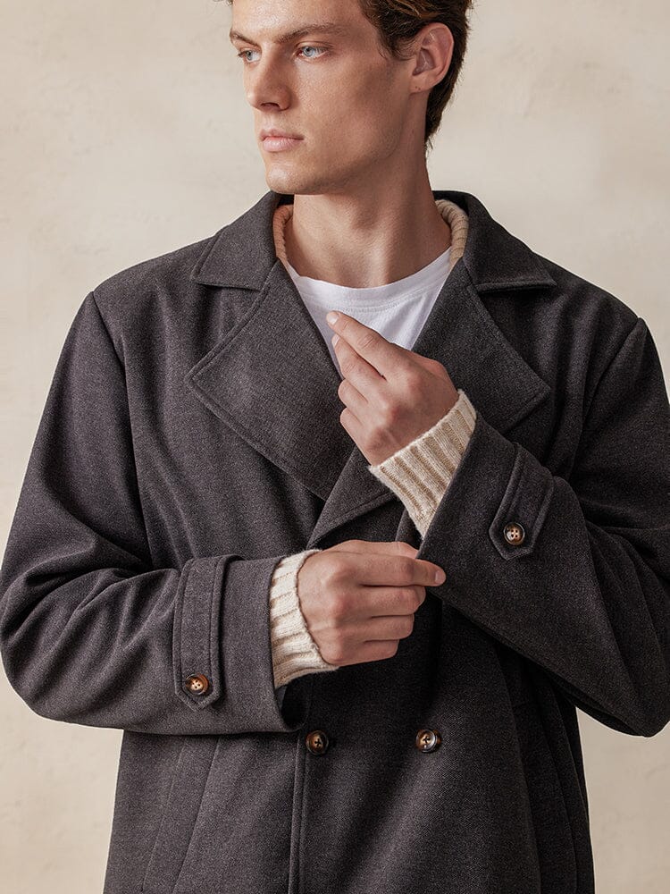 Lapel Double-Breasted Tweed Coat