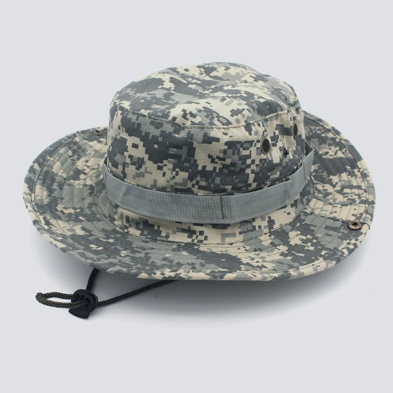 Adults Casual Solid Color Camouflage Flat Eaves Bucket Hat