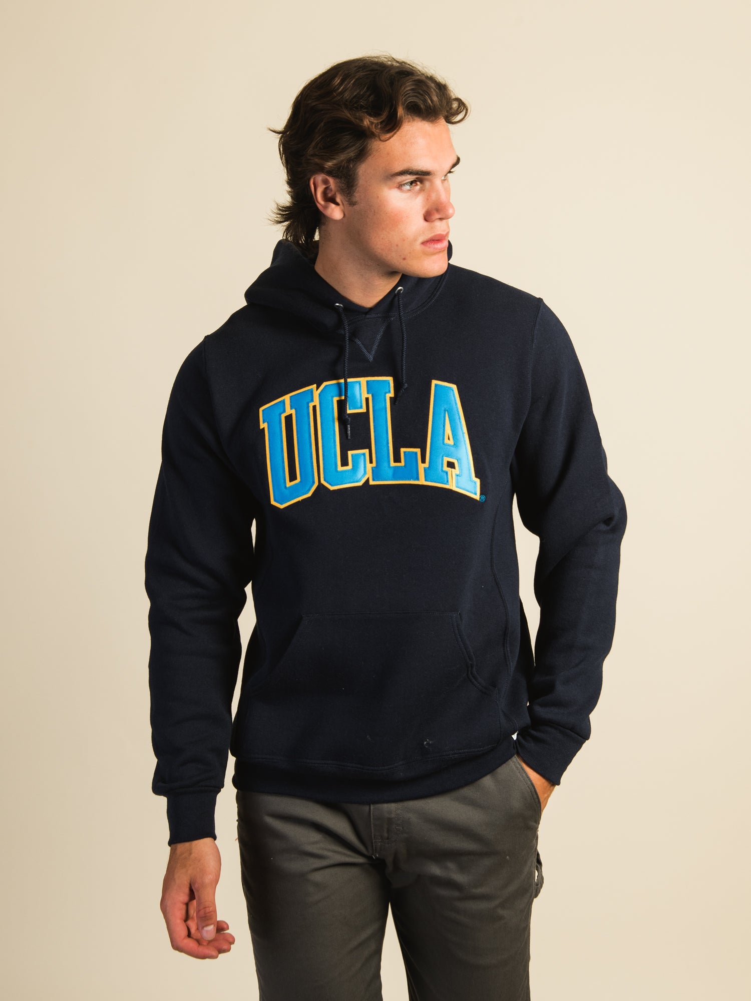 RUSSELL UCLA SLEEVE EMBROIDERED HOODIE