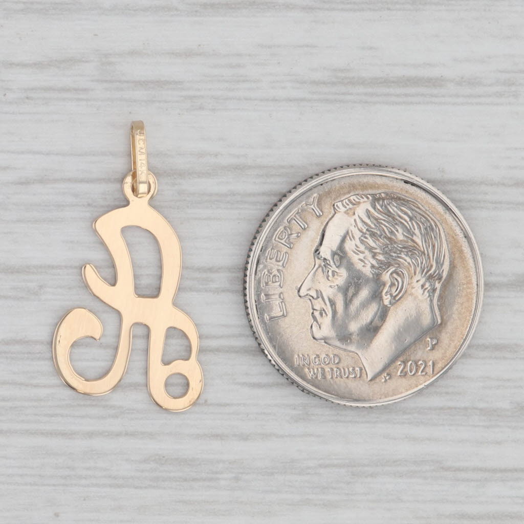 Letter Initial A Pendant 14k Yellow Gold Charm