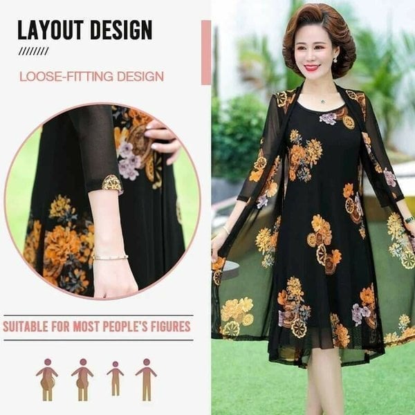 Conjunto de vestido con estampado floral para mujer