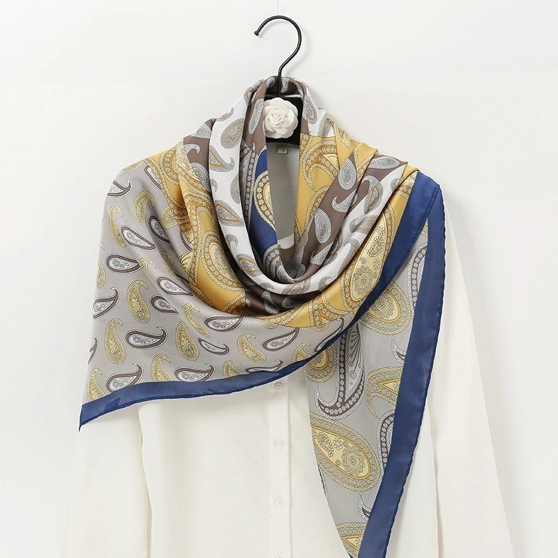 Women's Ethnic Style Sweet Color Block Satin Printing Scarf