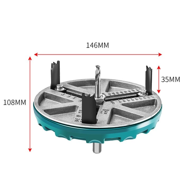 Adjustable punch saw tool for drilling