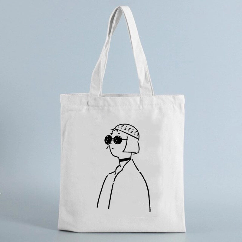 Women's Small Canvas Human Elegant Square Open Canvas Bag