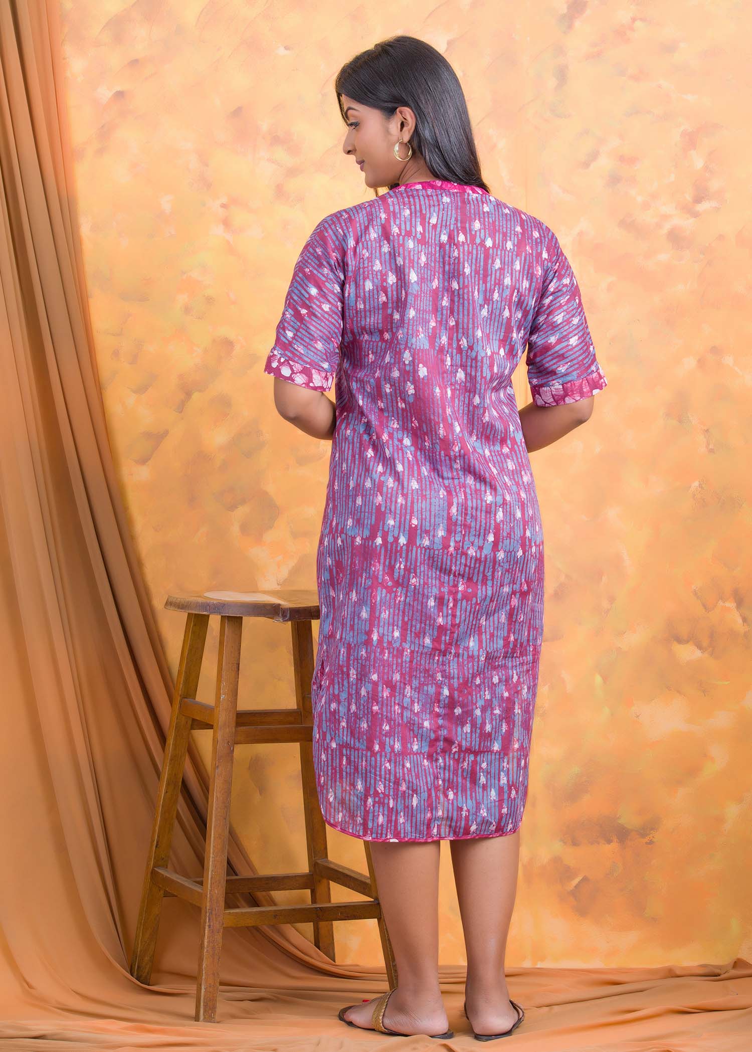 Batik dubble block side slit dress