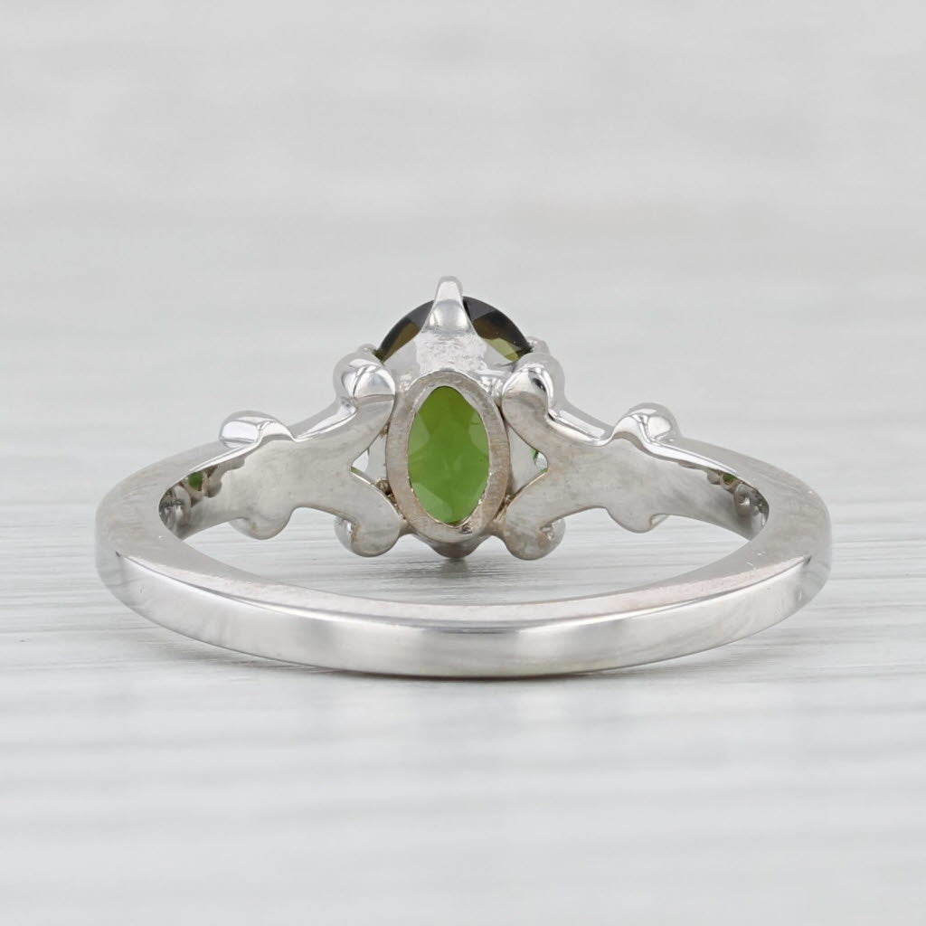 0.85ct Oval Green Tourmaline Solitaire Ring 14k White Gold Size 6.25