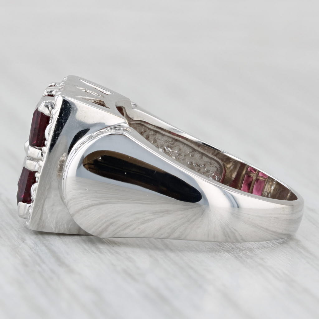 Rhodolite Garnet White Topaz Sapphire Ring 14k White Gold Size 9 Cocktail