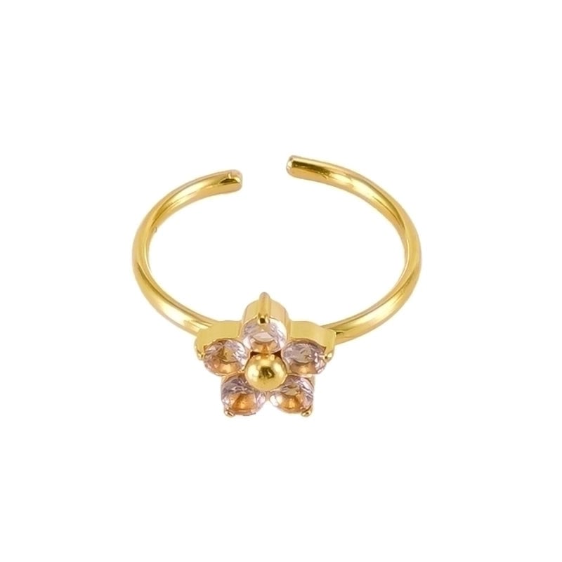 Casual Cute Square Heart Shape Flower 304 Stainless Steel Zircon 18K Gold Plated Plating Inlay Stainless Steel Rings