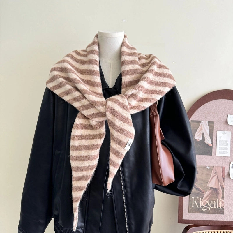 Women's Vacation Minimalist Stripe Blended Bevel Angle Shawl
