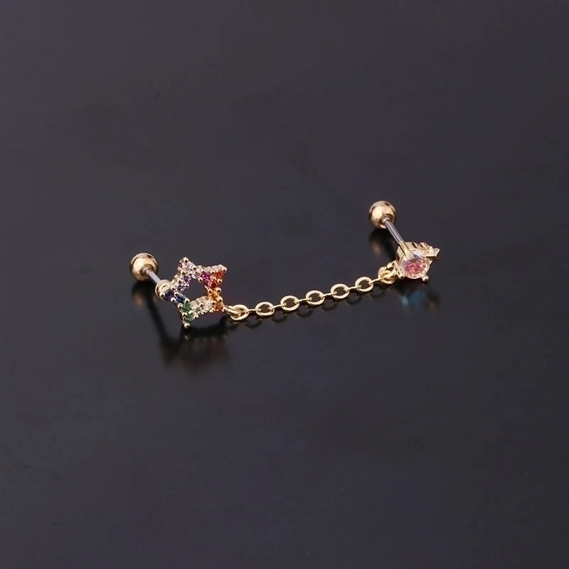 Ear Cartilage Rings & Studs Geometric Copper Plating Artificial Gemstones
