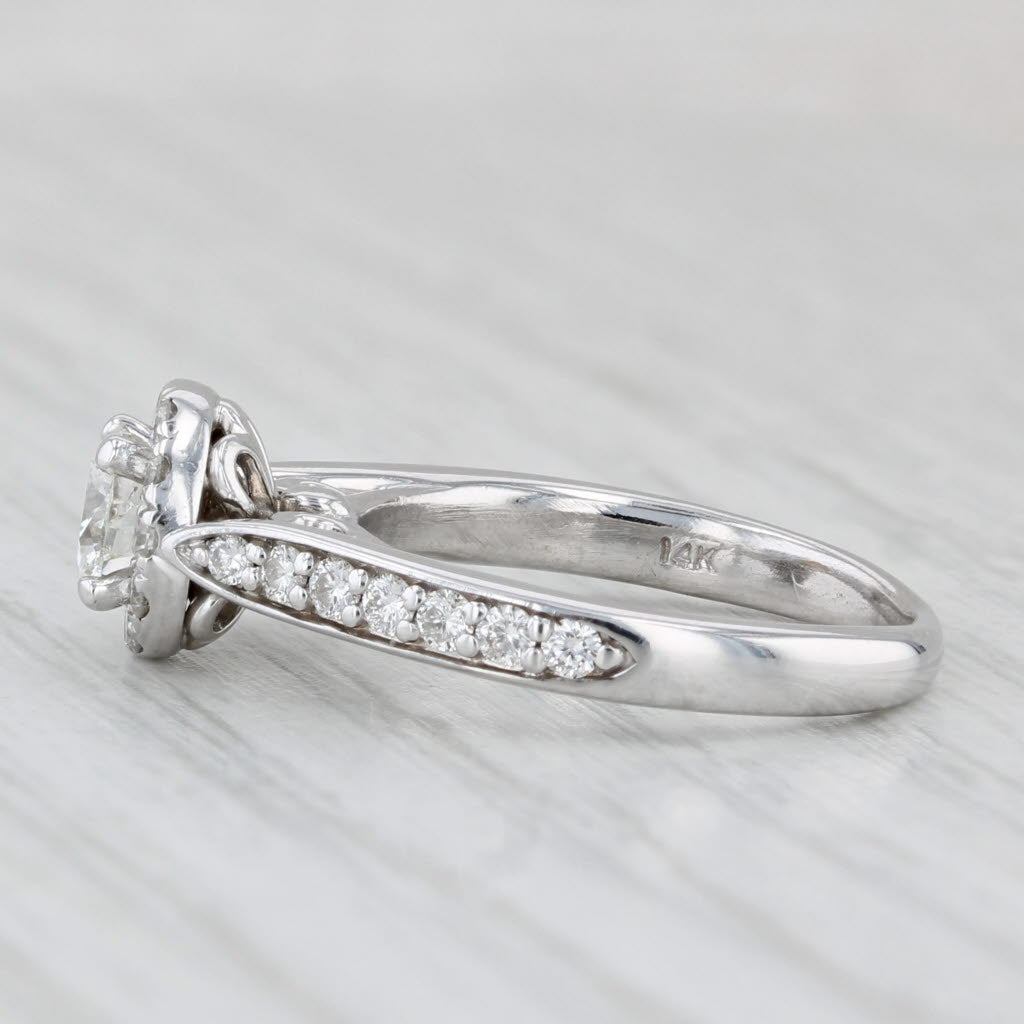 0.83ctw The Leo Diamond Engagement Ring Round Halo 14k White Gold Size 4.75