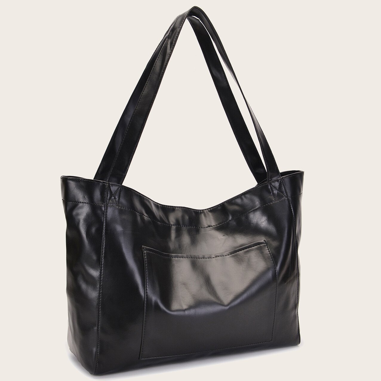 Women's Large Soft Leather Tote Bag With Pocket