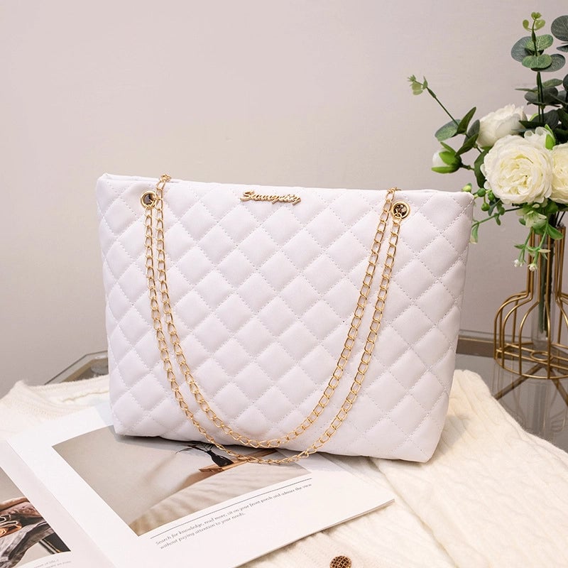 Women's Medium Pu Leather Solid Color Classic Style Streetwear Square Magnetic Buckle Tote Bag