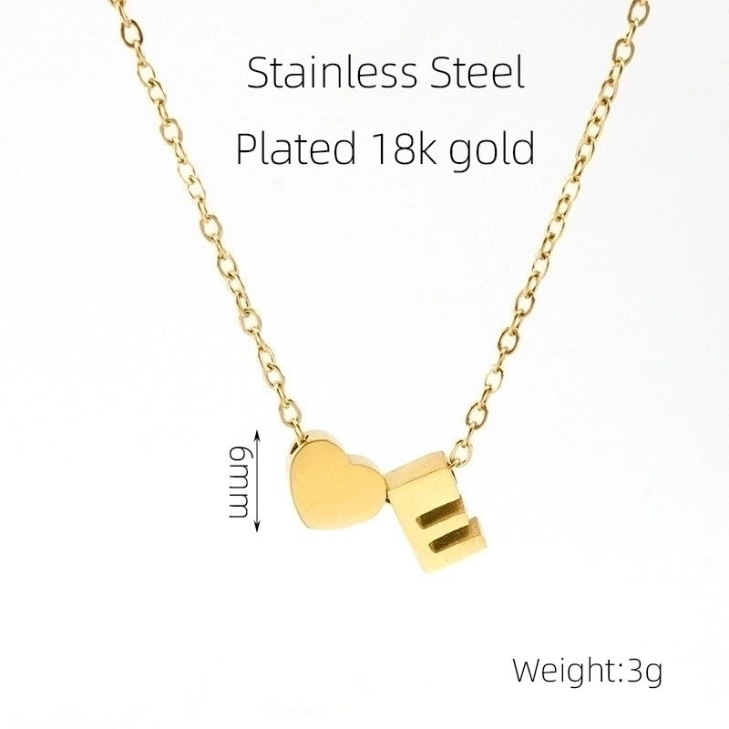 304 Stainless Steel 18K Gold Plated Casual French Style Plating Letter Heart Shape Pendant Necklace