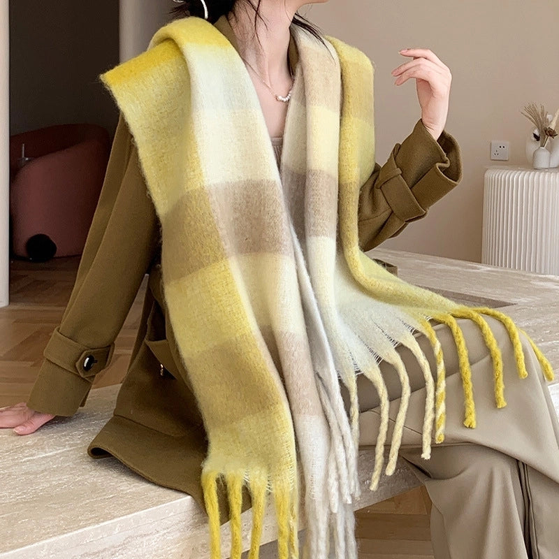 Popular Spring And Winter AC Scarf Warm Thickened Color Plaid Scarf Scarf Shawl Fashionable Western Style Outer Wear