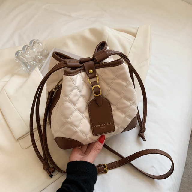Stylish Embroidered PU Leather Bucket Crossbody Bag