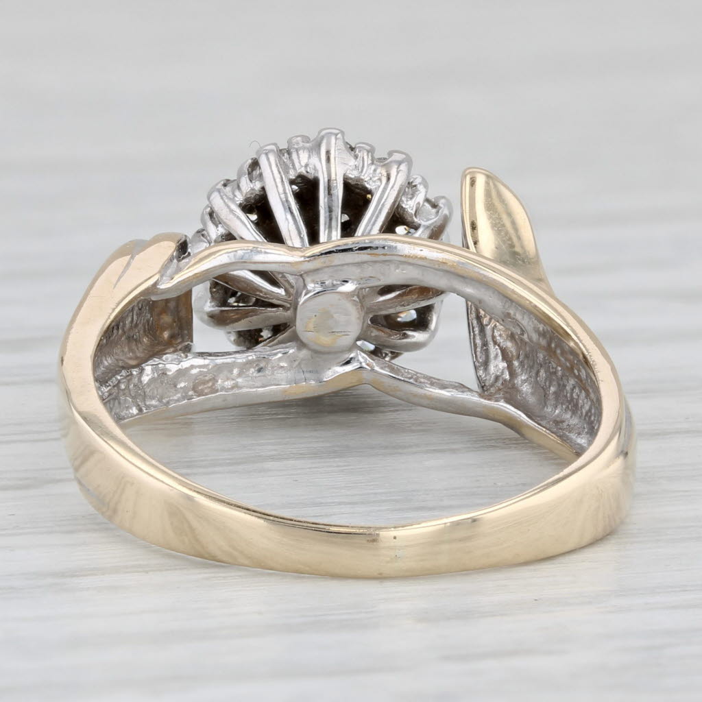 0.45ctw Diamond Cluster Bypass Ring 10k White Yellow Gold Size 8 Engagement