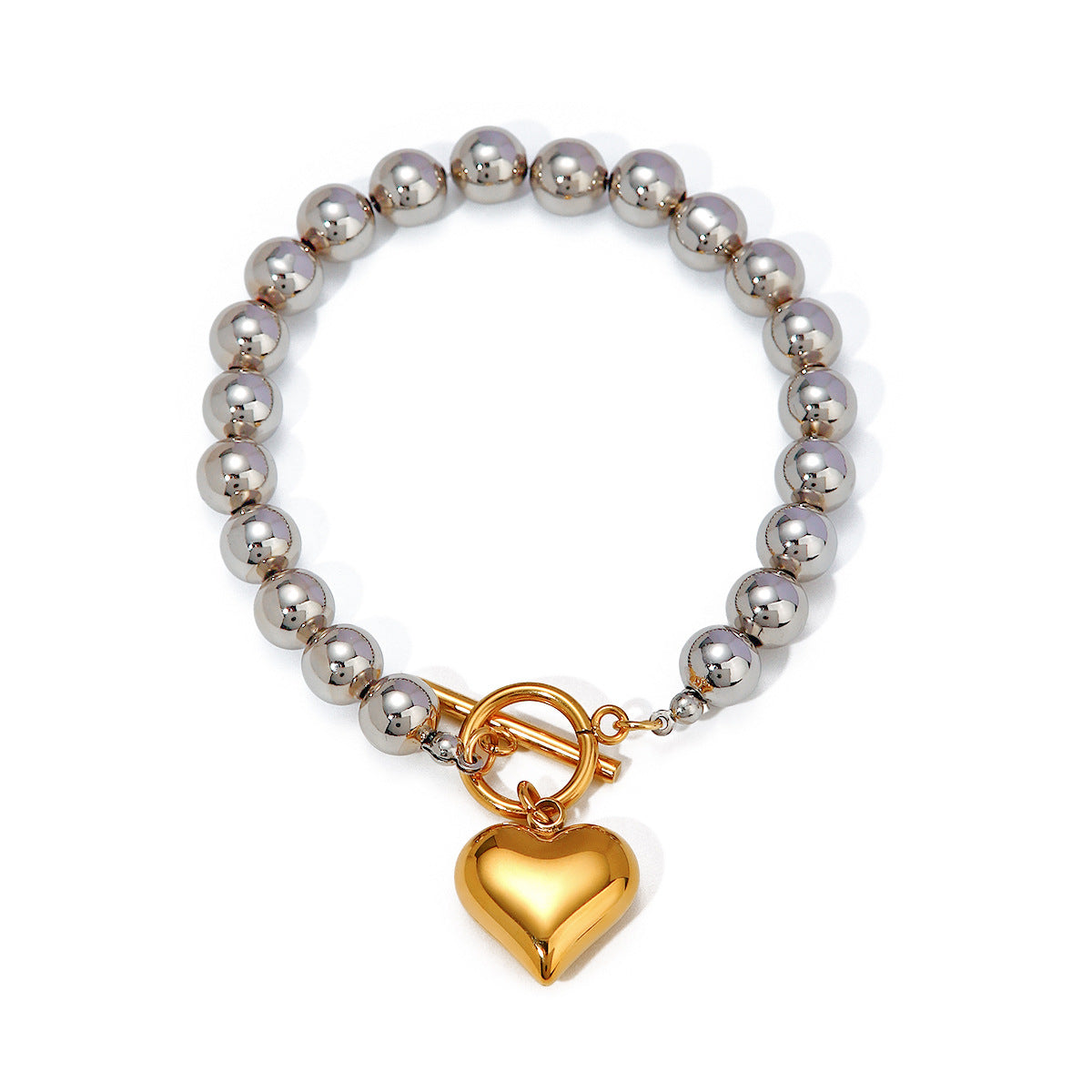 Unisex IG Style Heart Stainless Steel 18K Gold Plated Bracelets