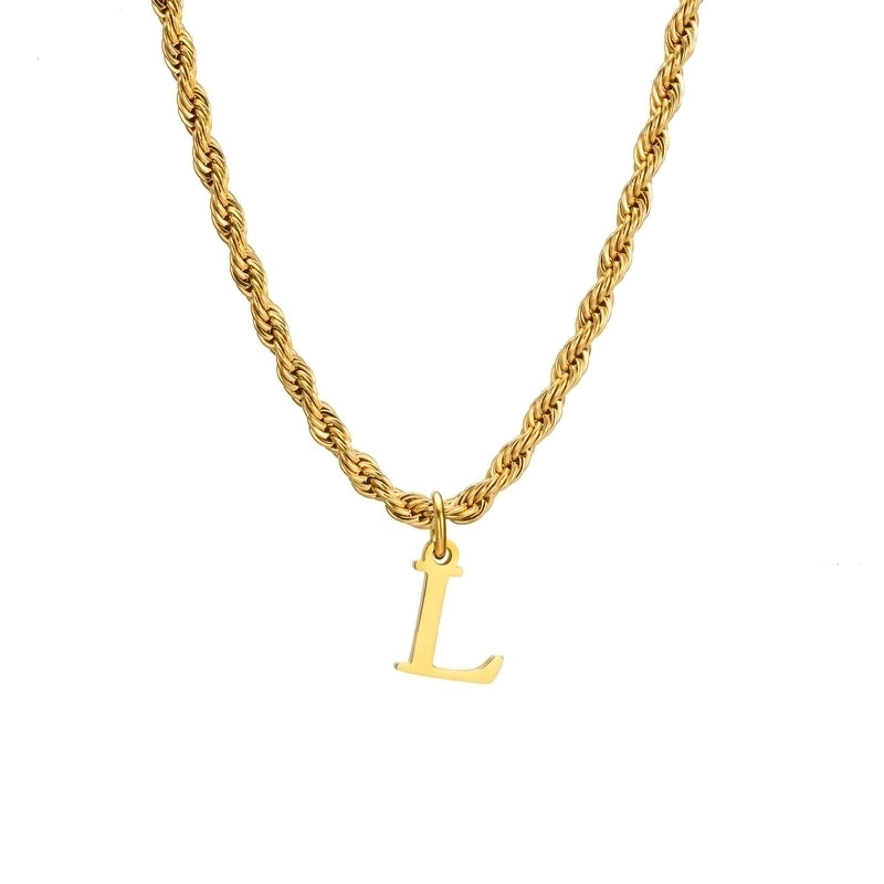 Minimalist Letter Stainless Steel Gold Plated Pendant Necklace