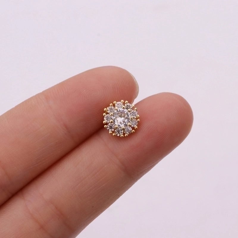 5 Pieces Ear Cartilage Rings & Studs Snowflake Copper Inlaid Shell