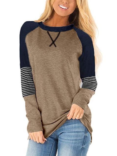 Striped Color Block Casual Tunic Tops