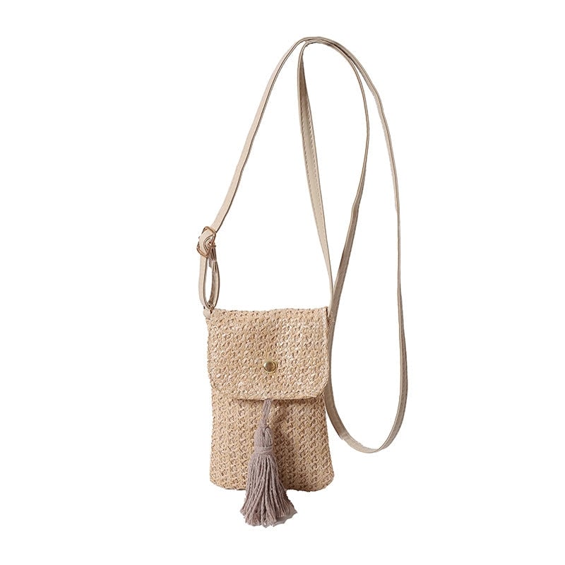 Women's Small Straw Solid Color Streetwear Straw Square Flip Cover Crossbody Bag