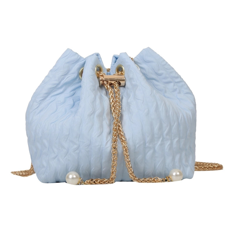 Women's Canvas Solid Color Basic Bucket String Crossbody Bag