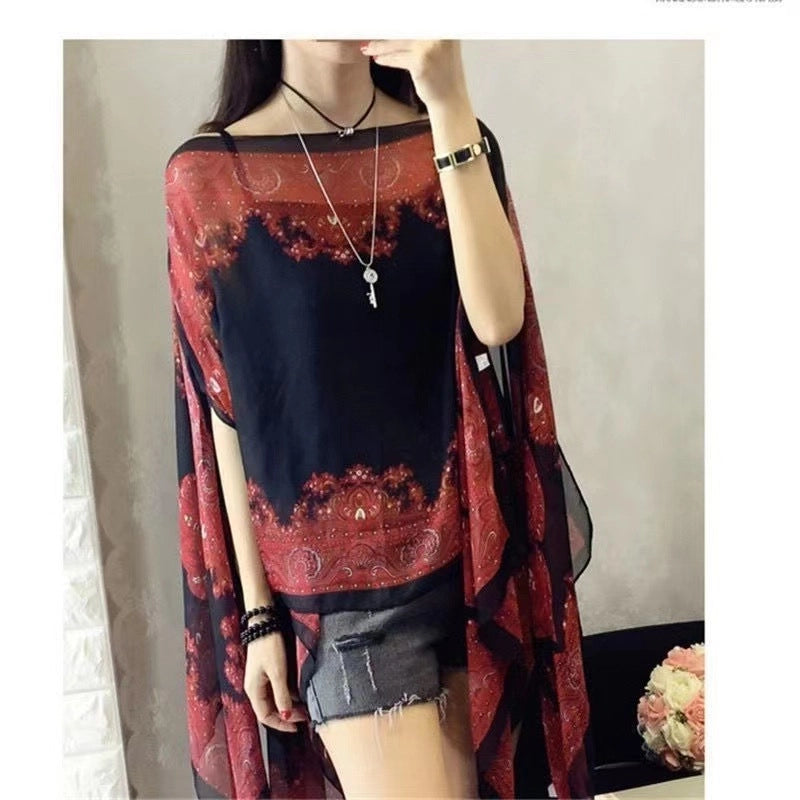 Women's Cute Sweet Printing Polyester Printing Silk Scarf