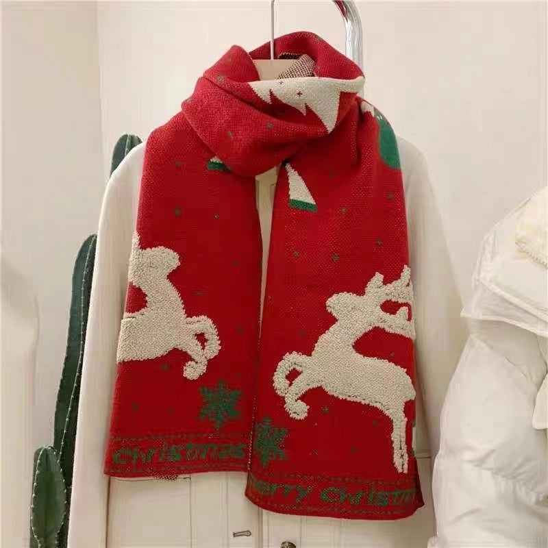 Unisex Cute Sweet Elk Polyester Scarf