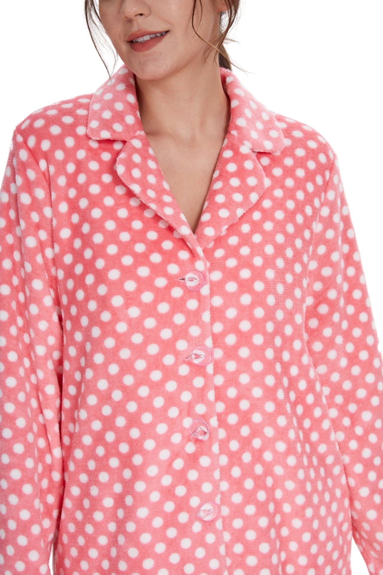 Plush Loungewear Pajama Set Dots Pattern