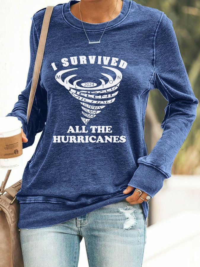 Women's I Survived All The Hurricane Printed Casual Sweatshirt