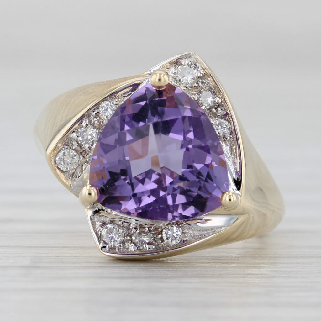 3.65ctw Amethyst Diamond Ring 14k Yellow Gold Size 6.25 Cocktail
