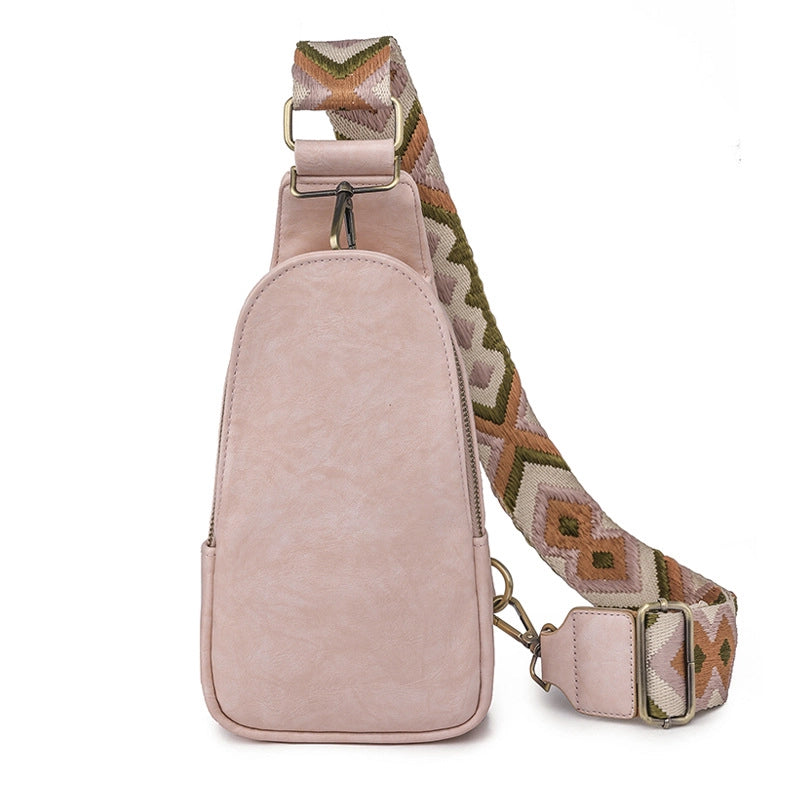 Vintage Style Fashion Color Block Pu Leather Water Repellent Waist Bags