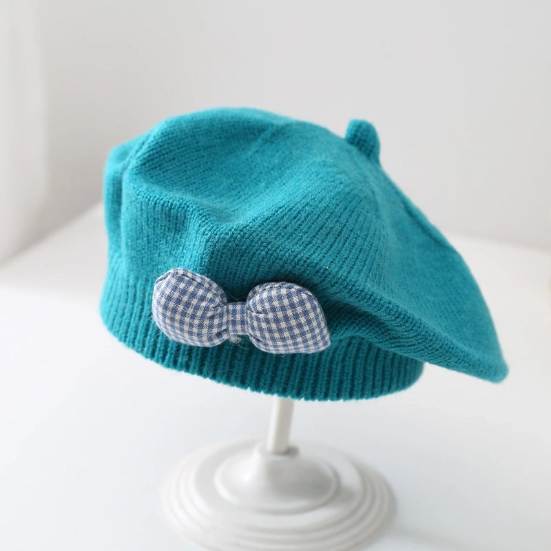Children Unisex Cute Sweet Solid Color Beret Hat