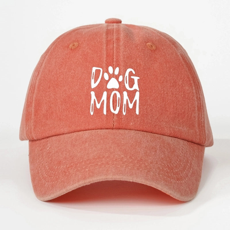 Hot Hat Printing DOG MOM Custom Washed Baseball Cap Men's And Women's Outdoor Sunscreen Soft Top Cap