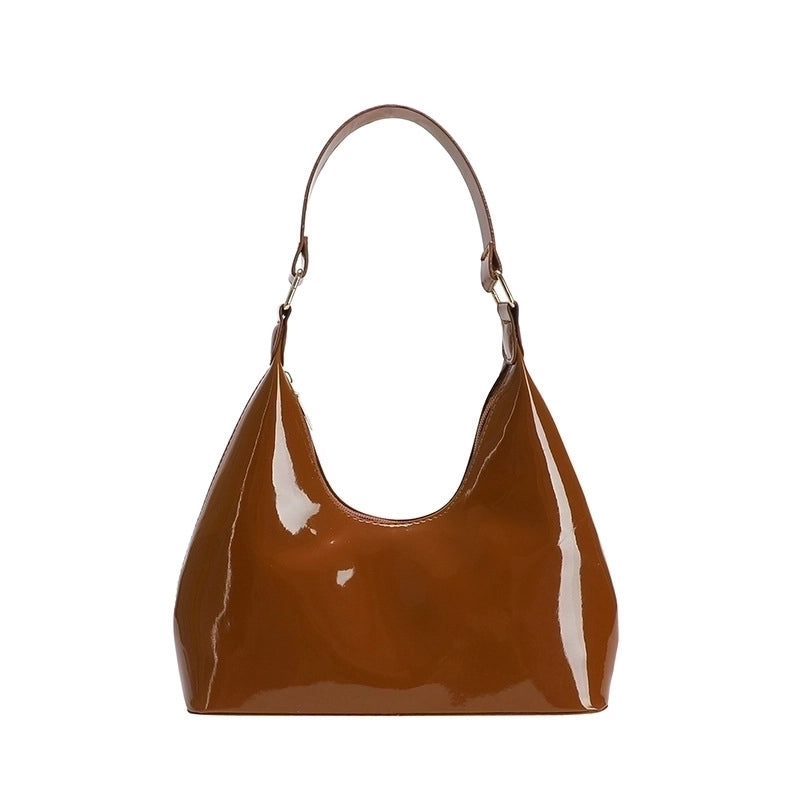 Women's Small Pu Leather Solid Color Streetwear Pillow Shape Zipper Underarm Bag