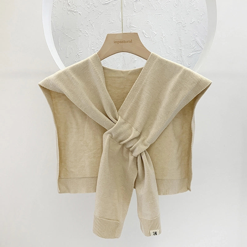 Unisex Casual Sweet Solid Color Knit Shawl